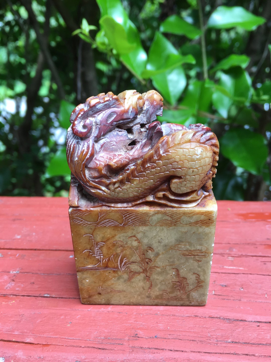 Antique Chinese Carved Soapstone Dragon Etsy