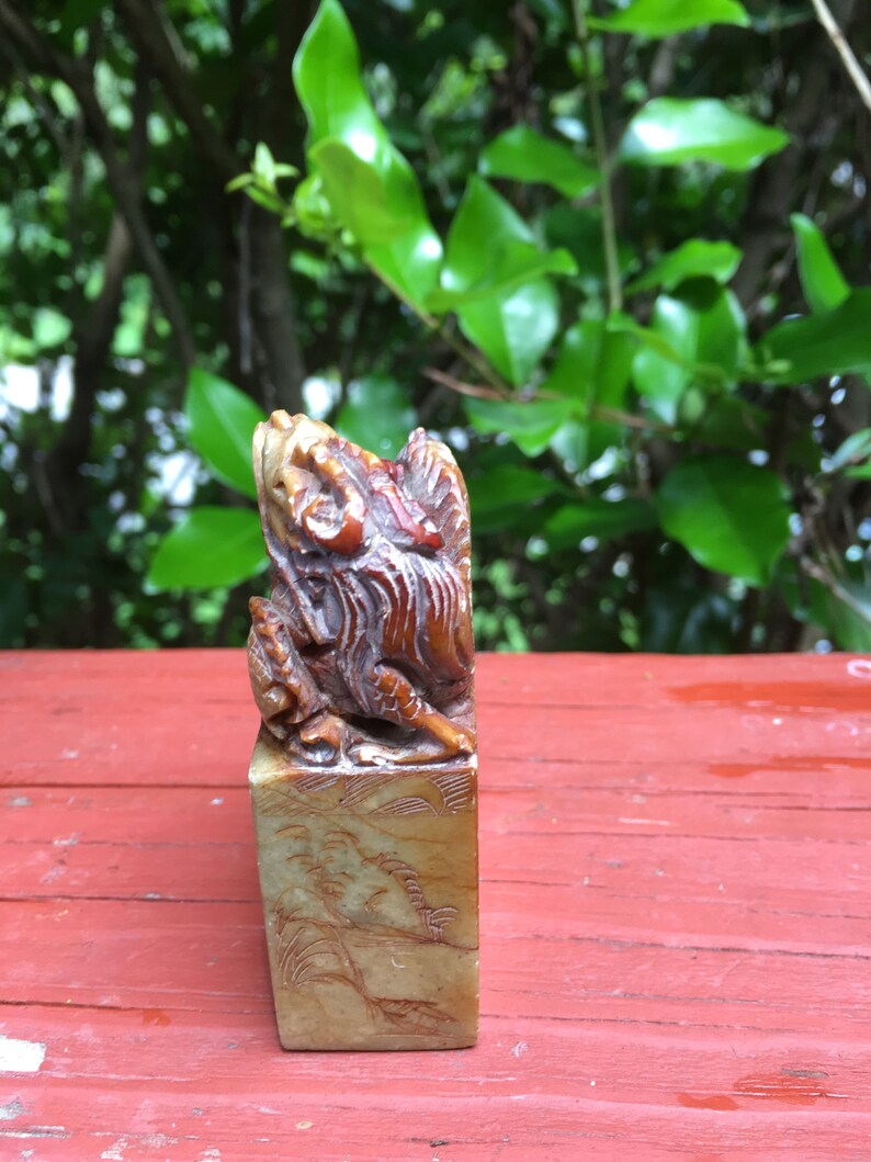 Antique Chinese Carved Soapstone Dragon Etsy