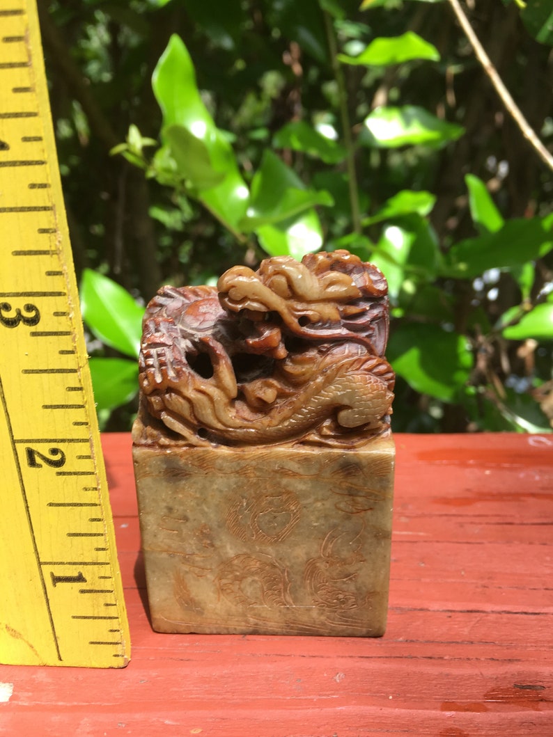 Antique Chinese Carved Soapstone Dragon Etsy