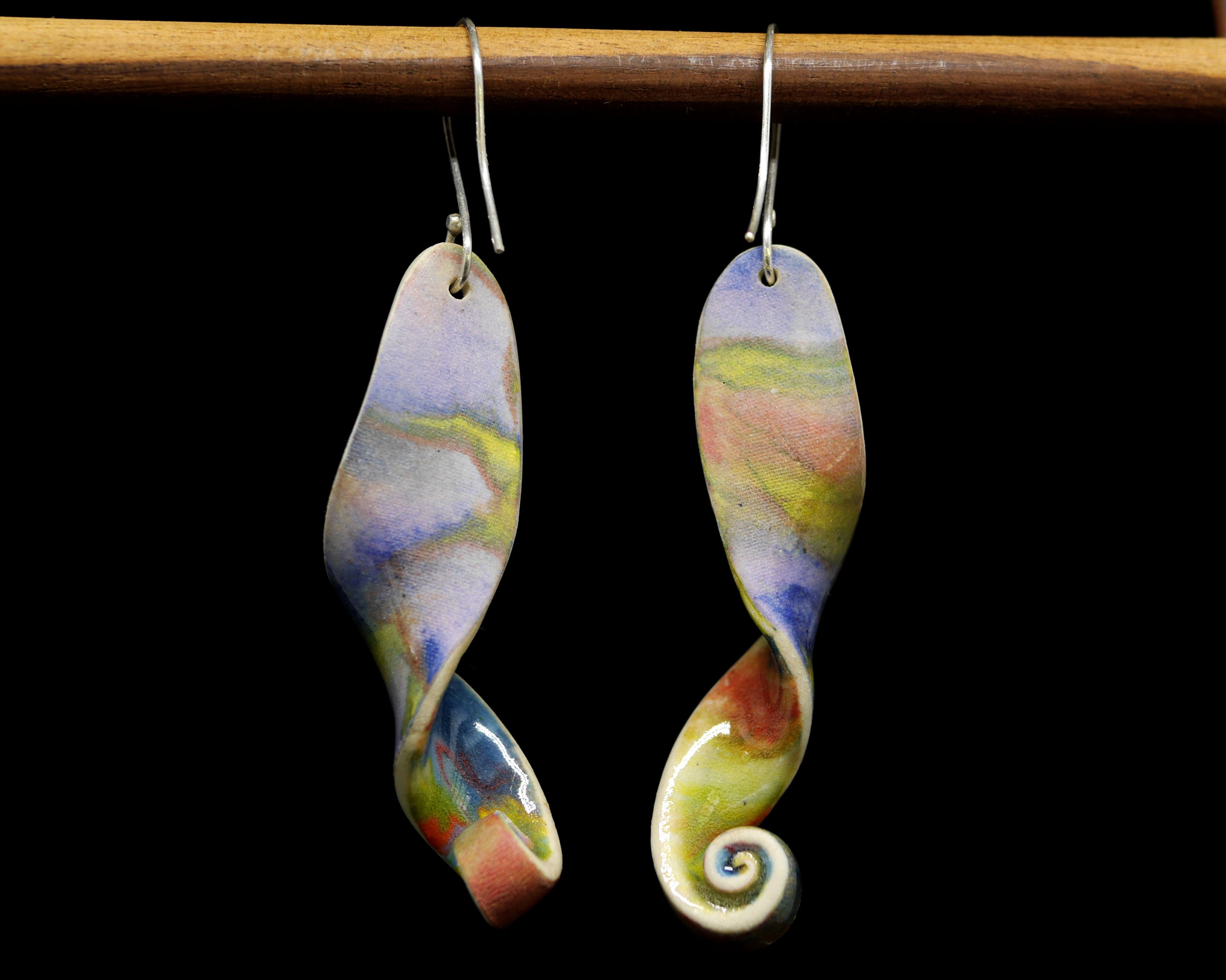 Ceramic Earrings Colored Porcelain Clay Sterling Silver Ear Etsy