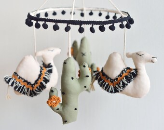Camel and Cactus Nursery Mobile, Camel Mobile, Cactus Nursery Mobile, Southwest Nursery, Cactus Nursery - MADE TO ORDER