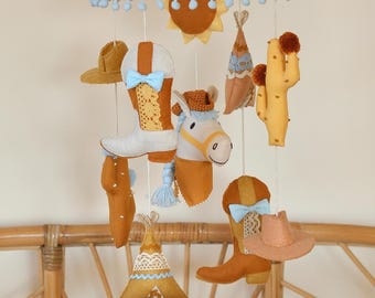 Móvil para cuna Sunny Cowboy, decoración de habitación infantil con temática de rodeo, regalo bohemio para baby shower