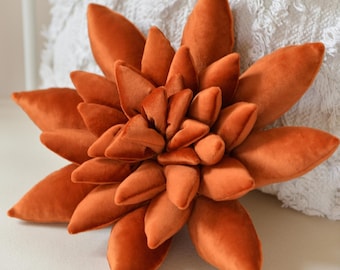 Rust Velvet Succulent Pillow: Boho Nursery & Home Decor