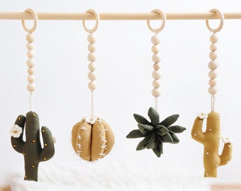 Cactus Baby Play Gym Toys, Wooden Play Gym Toy, Baby Activity Center Toys, Gender Neutral Play Gym Toys, Boho Cactus Nursery - MADE TO ORDER