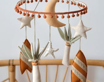Surf Nursery Mobile: Sage and Rust Boho Coastal Celestial Baby Room Decor