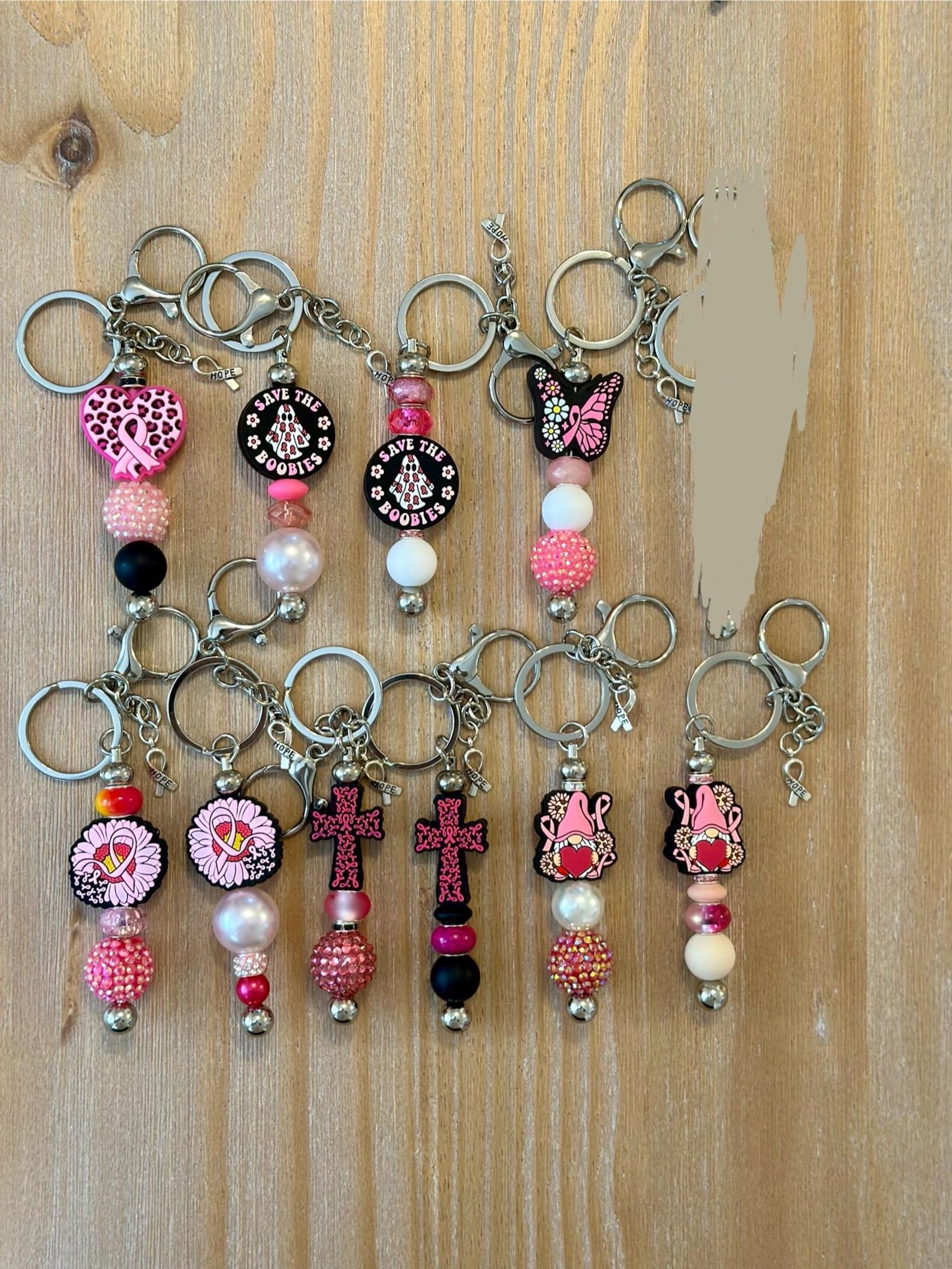 Breast Cancer Awareness Beaded Keychains - Etsy