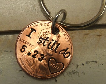 I still Do Keychain, Penny Keychain, 7 year Anniversary Keychain, Copper Keychain, Personalized Keychain, Anniversary Keychain