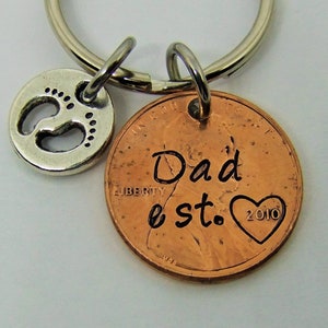 Penny Keychain Dad. Dad Est. Keychain, New Dad Keychain, Father's Day Keychain, Father's Day Gift. New Dad Gift