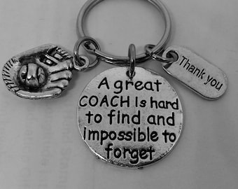 Baseball Coach Keychain, Softball Coach Keychain, Great Coach Keychain, Thank You Coach Keychain, Coach Gift, Fast Shipping