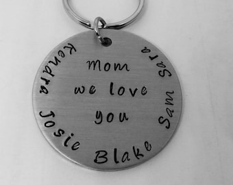 Mothers Day Keychain, Mom Keychain, Mother Day Gift, Personalized Mom Keychain, Hand Stamped Keychain, Custom Keychain
