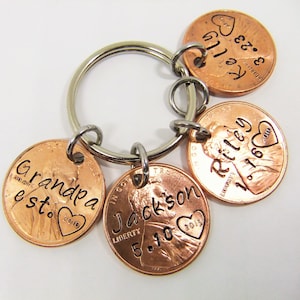 Penny Keychain Grandpa, Grandfather Keychain, Penny Keychain, Grandpa Gift, Personalized Grandpa Keychain, Custom Grandfather Keychain