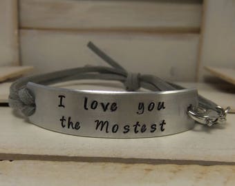 Childrens Bracelet, Childrens Jewelry, I love you the Mostest, Hand stamped bracelet, Custom bracelet, Adjustable bracelet