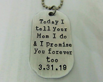 Blended Family Gift, Today I tell Your Mom I Do Necklace, Step Daughter Necklace, Step Son Necklace, Hand Stamped Necklace