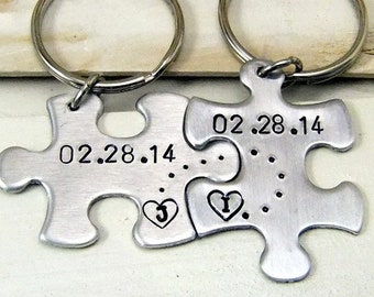 Puzzle Piece Keychains, Valentine's gift, Couples Keychain, Anniversary Gift, Personalized Keychains, Couples Gift Set