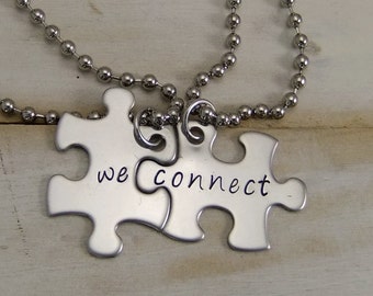 Couples Necklaces, Puzzle Piece Necklace, His and Hers, Best Friends, couples gift