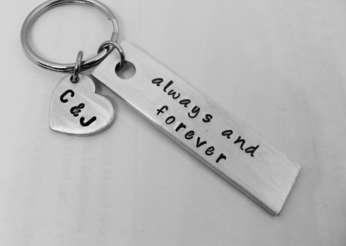 Always and Forever Keychain Couples Keychain Hand Stamped Etsy