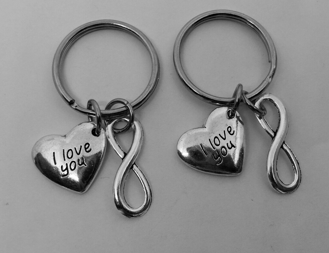 Couple's Keychain Set, Infinity Keychains, I Love You Keychains, Heart