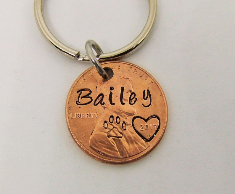 Dog Memorial Keychain Pet Memorial Keychain Cat Memorial Keychain Personalized Pet Keychain Penny Memorial Keychain