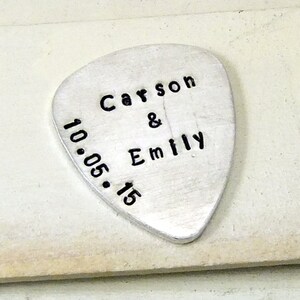 Couples Guitar Pick, Hand Stamped Guitar Pick, Anniversary Gift, Personalized Guitar Pick, Custom Guitar Pick