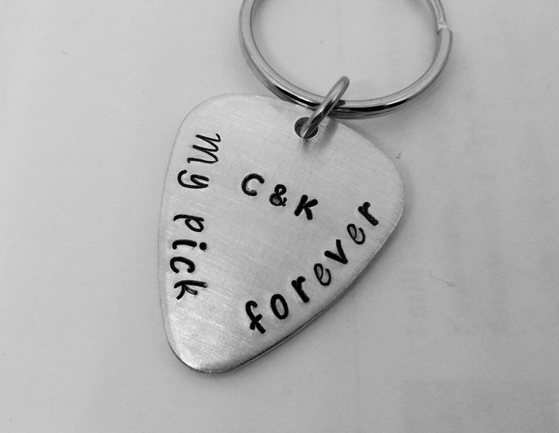 Guitar Pick Keychain My Pick Forever Hand Stamped Guitar | Etsy