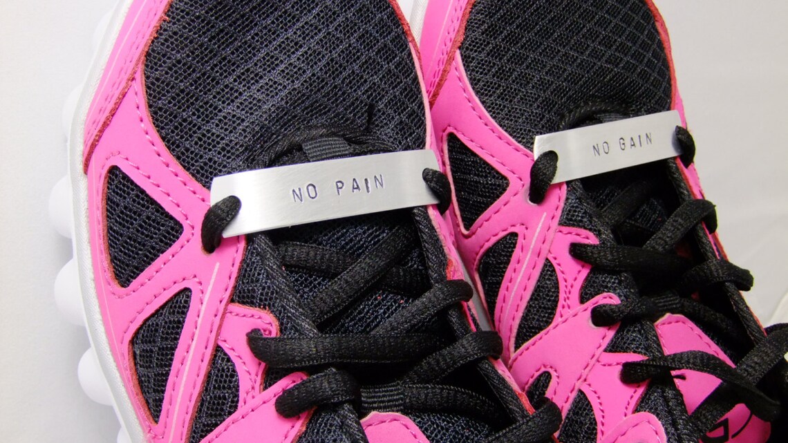 No Pain No Gain Fitness Shoelace Plates Accessories Shoe Etsy