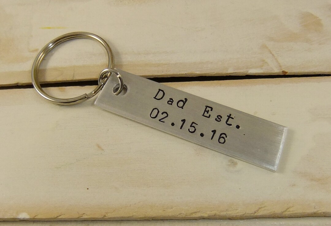 Custom Keychain, Hand Stamp Keychain, New Dad Keychain, Father's Day Gift, Keychain for Dad