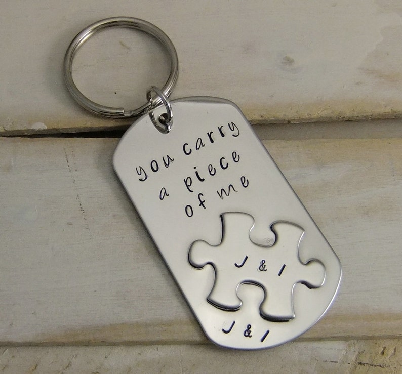 Couples Keychain and Necklace set Puzzle Piece Jewelry | Etsy