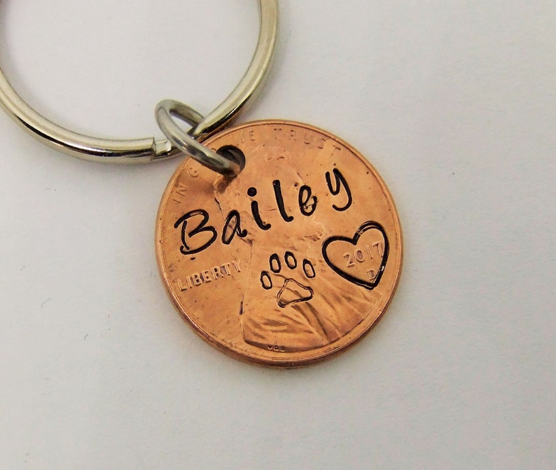 Dog Memorial Keychain Pet Memorial Keychain Cat Memorial Keychain Personalized Pet Keychain Penny Memorial Keychain
