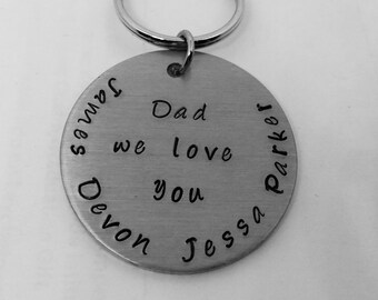 Dad Keychain, Keychain for Dad, Hand Stamped Keychain, Personalized Keychain, Fathers Day Keychain, Gift For Dad, Mens Keycain