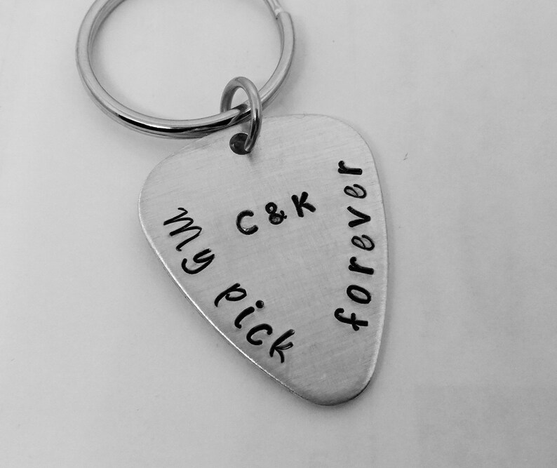 Download Guitar Pick Keychain My Pick Forever Hand Stamped Guitar ...