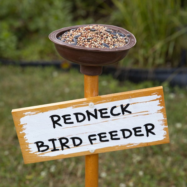 Redneck Toilet Plunger Bird Feeder Bird Bath Reversible Sign