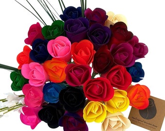 Assorted Half Open Bud Wooden Rose Bouquet. The Original Wooden Rose