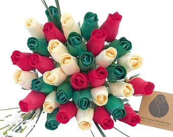 Christmas Wooden Rose Bouquet The Original Wooden Rose, Flowers for all Occasions 1, 2, or 3 Dozen Bouquets