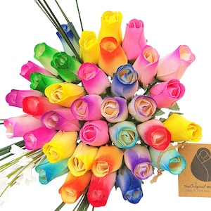 Spring Easter Wooden Rose Bouquet The Original Wooden Rose, Flowers for all Occasions 1, 2, or 3 Dozen Bouquets