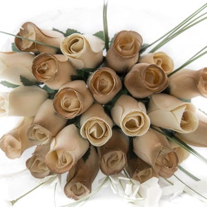 50-jähriges Jubiläum Goldener und Weißer Rosenstrauß aus Holz Die ursprüngliche Holzrose, Blumen für alle Gelegenheiten 1, 2 oder 3 Dutzend Blumensträuße