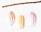 Origami - Suspension - Ornament - Paper - Watercolor - Pink - Orange - Yellow - LENKY 001