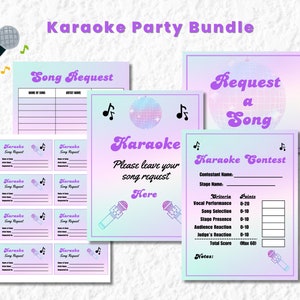 KARAOKE PARTY BUNDLE / Richiedi una canzone / Iscrizione al Karaoke / Richiesta di canzone / Concorso Karaoke / Idee per feste / Download immediato / Party Bundle