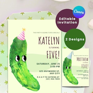 PICKLE BIRTHDAY INVITATION | Adult Pickle Invites | Kids Birthday Invitation | Dill Pickle Party | Pickle Theme | A Big Dill Birthday Invite