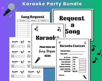 KARAOKE PARTY BUNDLE  | Request a Song | Karaoke Sign Up | Song Request | Karaoke Contest | Party Ideas | Instant Download | Party Bundle