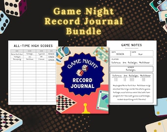 GAME NIGHT RECORD journal | family game night | game tally | holiday party games | poker game tracker | board game gift | instant download