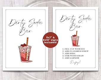DIRTY SODA Bar Schild | Sodabar Party | Kinder Geburtstag Schilder | Büroteam Potluck | DIY Geburtstagsparty Bar | Lehrer Wertschätzung