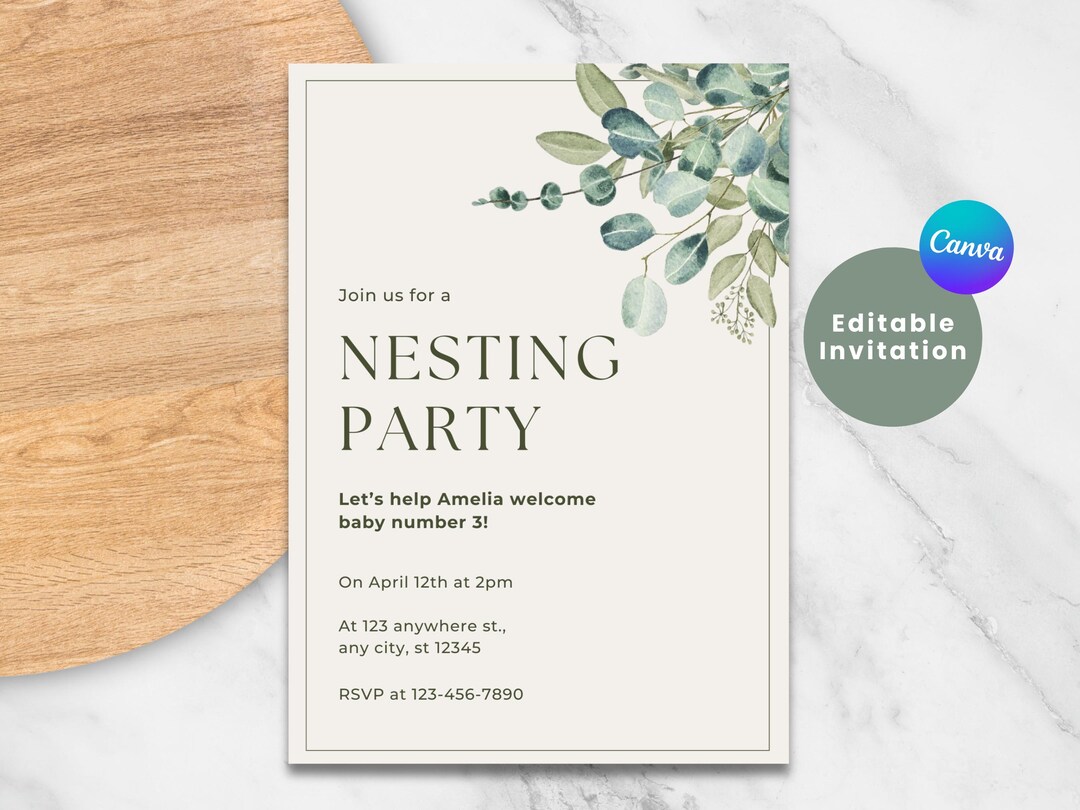 Nesting Party Invitations SIMPLE NESTING PARTY Invitation | Prepare for Baby Invite | Bless the ...