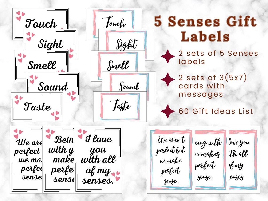 5 SENSES GIFT LABELS | Five Senses | Anniversary Gift | Valentine's ...