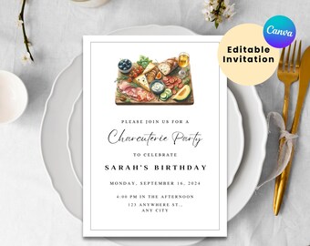 BOARD PARTY Invitation | Charcuterie Invites | Board Party | Editable Canva | Charcuterie Dinner Invite | BYOB Dinner Party | B.Y.O.B.