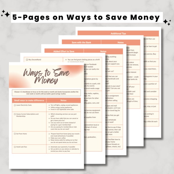 Printable Tips on Ways to Save Money and Lower Debt, Budget Checklist, PDF, Monthly Budget, Money Management, Financial Help, Low Income