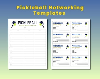 MODELOS DE NETWORKING DE PICKLEBALL | Cartões de encontro | Folha de inscrição de Pickleball | Organizador de Pickleball | Jogadores de Pickleball | Informações de contato