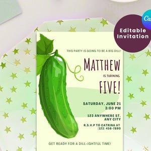 PICKLE BIRTHDAY INVITATION | Adult Pickle Invites | Kids Birthday Invitation | Dill Pickle Party | Pickle Theme | A Big Dill Birthday Invite