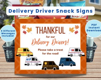 Fall DELIVERY DRIVER Thank You SNACK Signs Bundle | Delivery Snack Cart | Treats for Delivery Driver | Take a Treat Sign | Instant Download