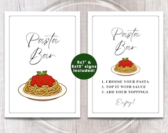 Letrero de BARRA DE PASTA / Fiesta de Pasta / Letreros Imprimibles para Fiesta de Cumpleaños Infantil / Comida Compartida en la Oficina / Barra de Fiesta de Cumpleaños DIY / Agradecimiento al Profesor
