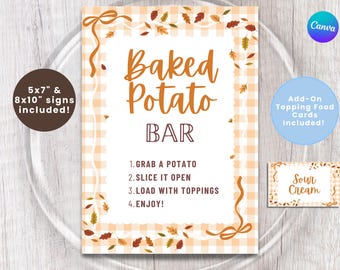 BAKED POTATO BAR Bundle Sign and Food Tents | Fall Plaid Sign | Teacher Appreciation | Holiday Potluck | Bridal or Baby Shower | Birthday